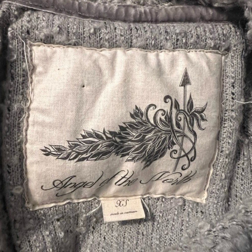 Anthropologie Angel of the North Sweater Sz XS Gray Cowl Neck Wool Blend Fringe - Picture 3 of 6